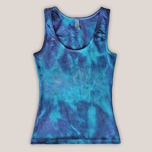 NWT Zerya Blue Teal Tie Dye Cotton Tank Top Women's Yoga Shirt